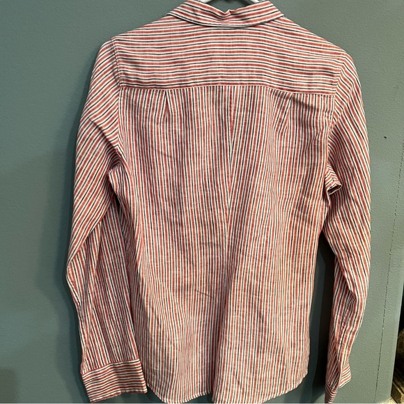 COPY - Frank & Eileen Red White blue Striped Linen Button Down Blouse Size medi… - Picture 4 of 7